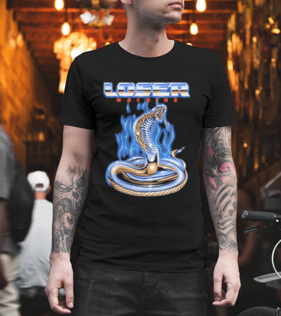 Loser Machine Cobra Flaming Blue Serpent Roaring Snake T-Shirt
