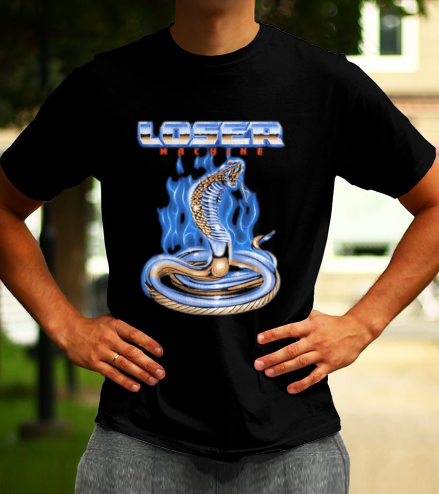 Loser Machine Cobra Flaming Blue Serpent Roaring Snake T-Shirt