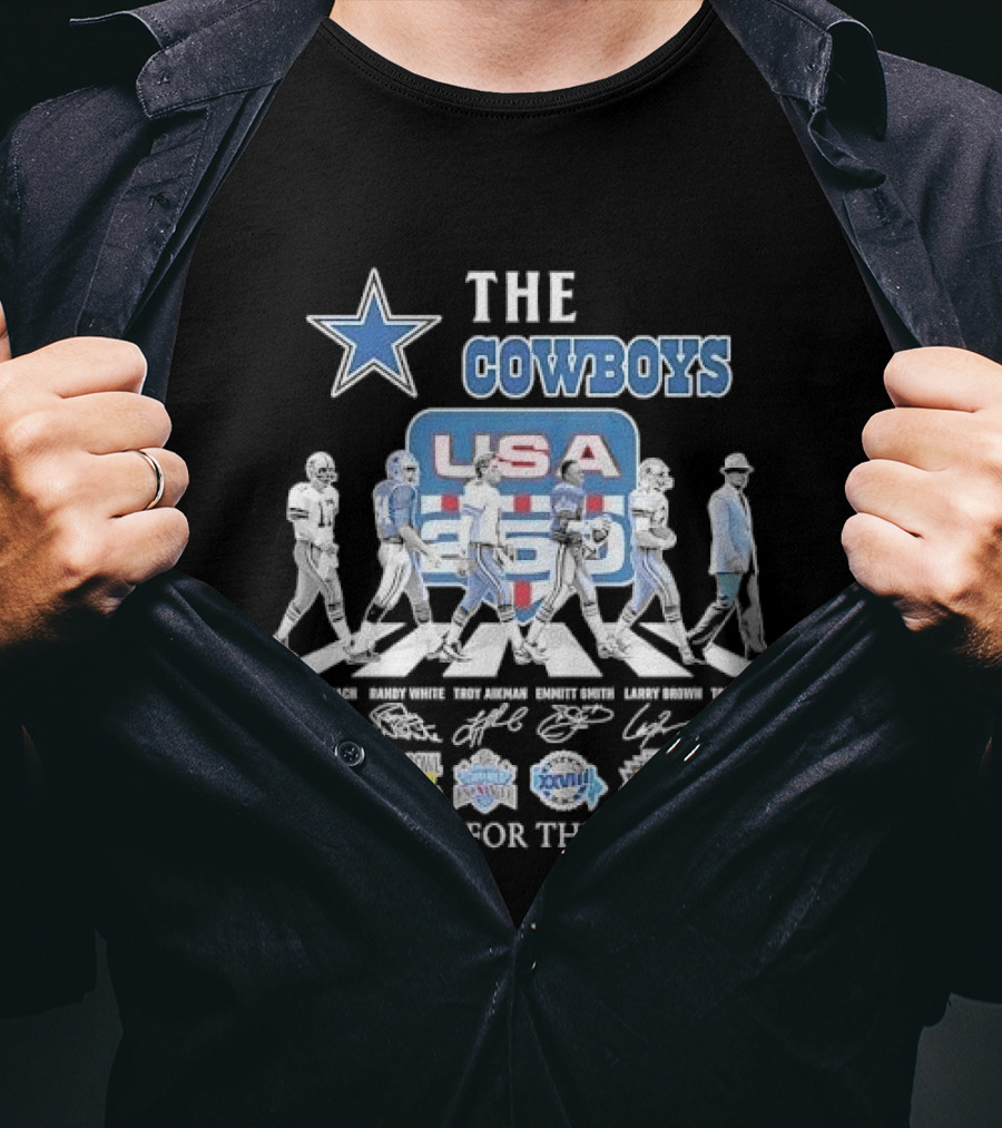THE COWBOYS Roger Staubach Randy White Troy Aikman Emmitt Smith Larry Brown Thank You For The Memories USA T-Shirt