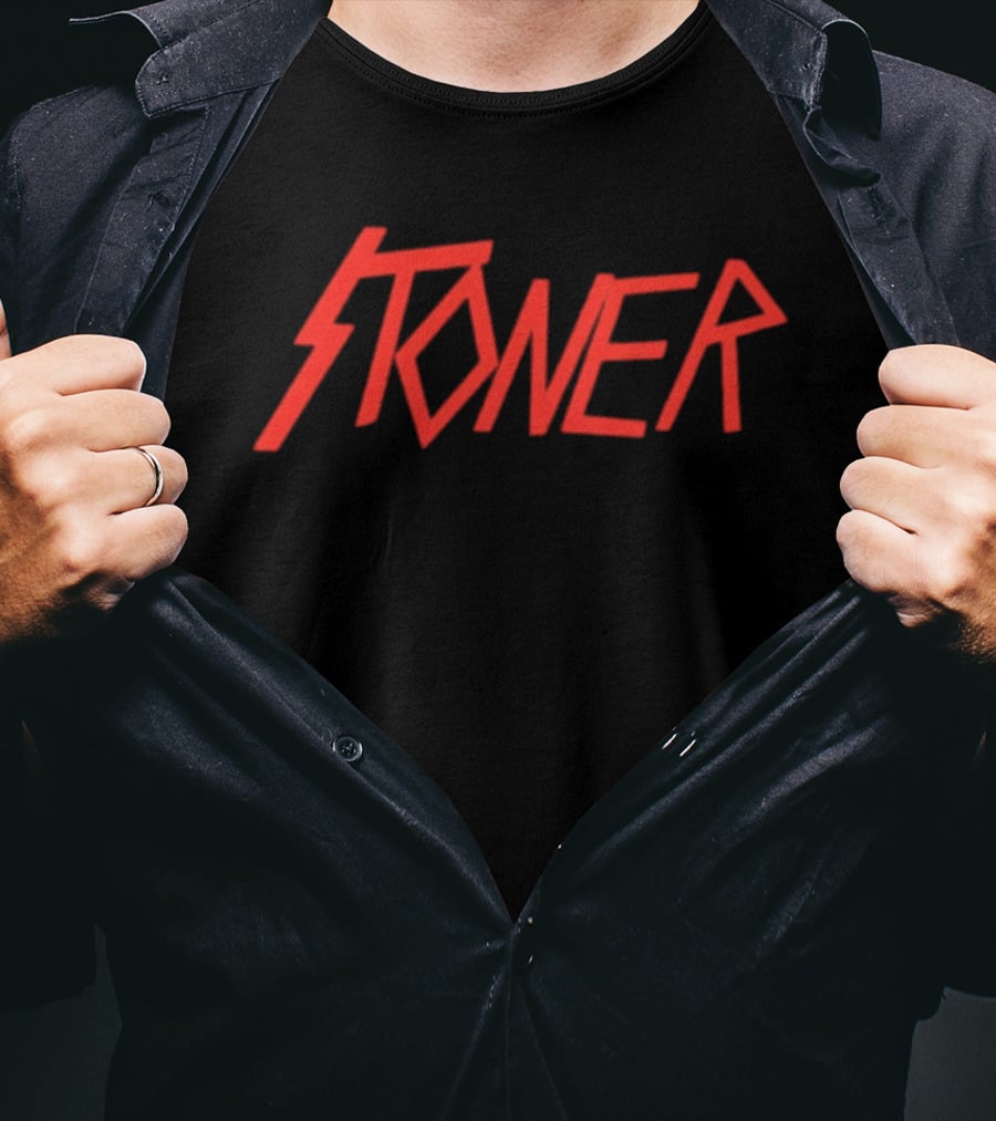 Stoner Heavy Metal Red Lightning Bolt T-Shirt