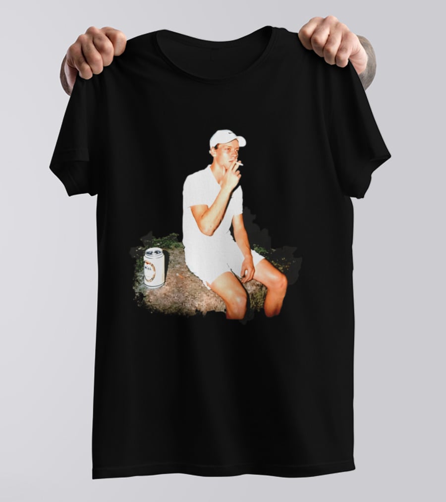 Wimbledon 2026 Men's Singles Italy Jannik Sinner Smoking With Beer T-Shirt