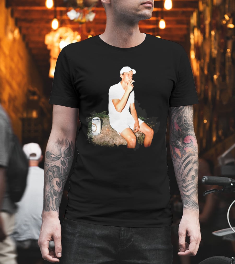 Wimbledon 2026 Men's Singles Italy Jannik Sinner Smoking With Beer T-Shirt