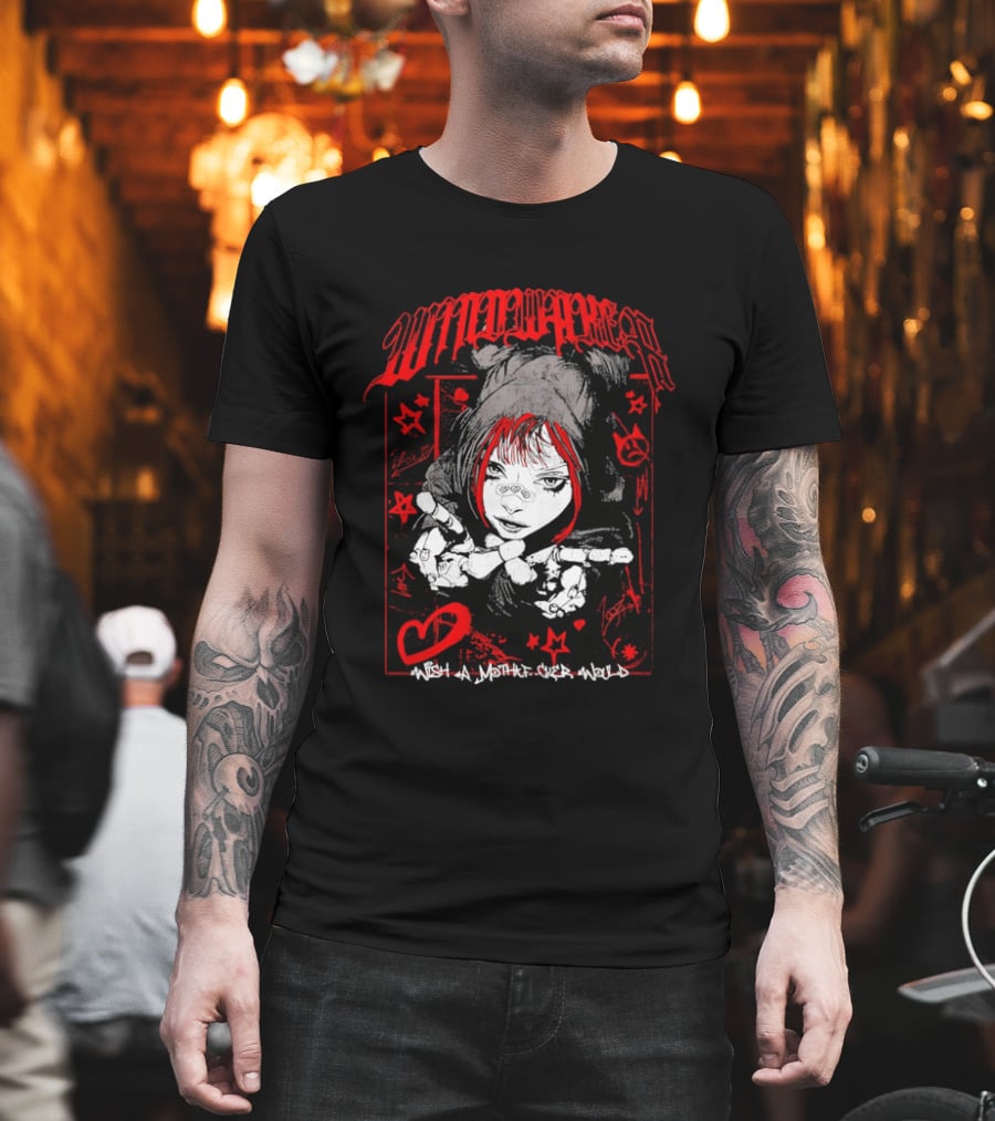 Windwaker Wish A Mfer Would Red And Black Graphic With Stars And Peace T-Shirt