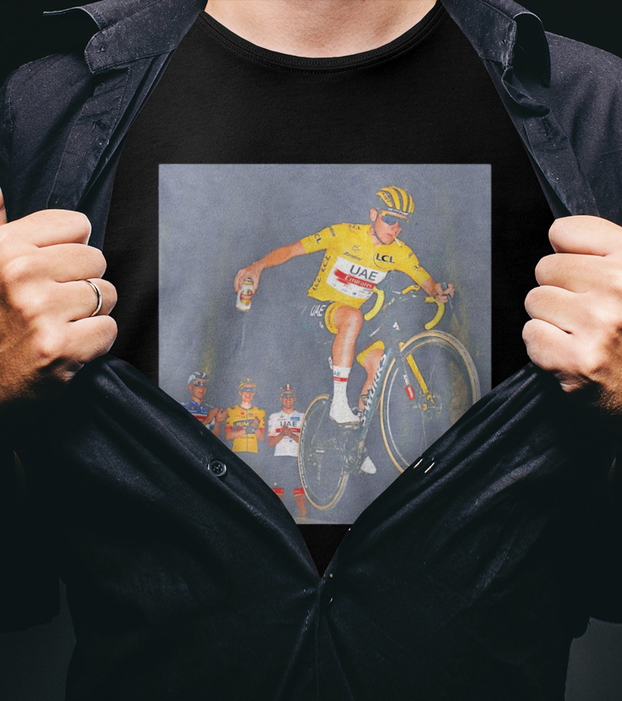 Tadej Pogačar UAE Emirates Cycling Team With Beer Can Stunt T-Shirt