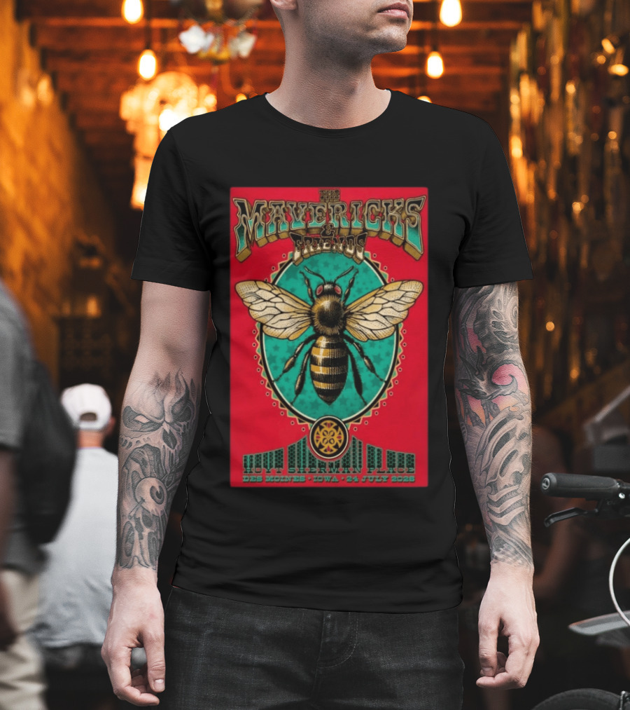 The Mavericks And Friends Hoyt Sherman Place Des Moines Iowa July 24 2026 Vintage Concert With Bee Image T-Shirt
