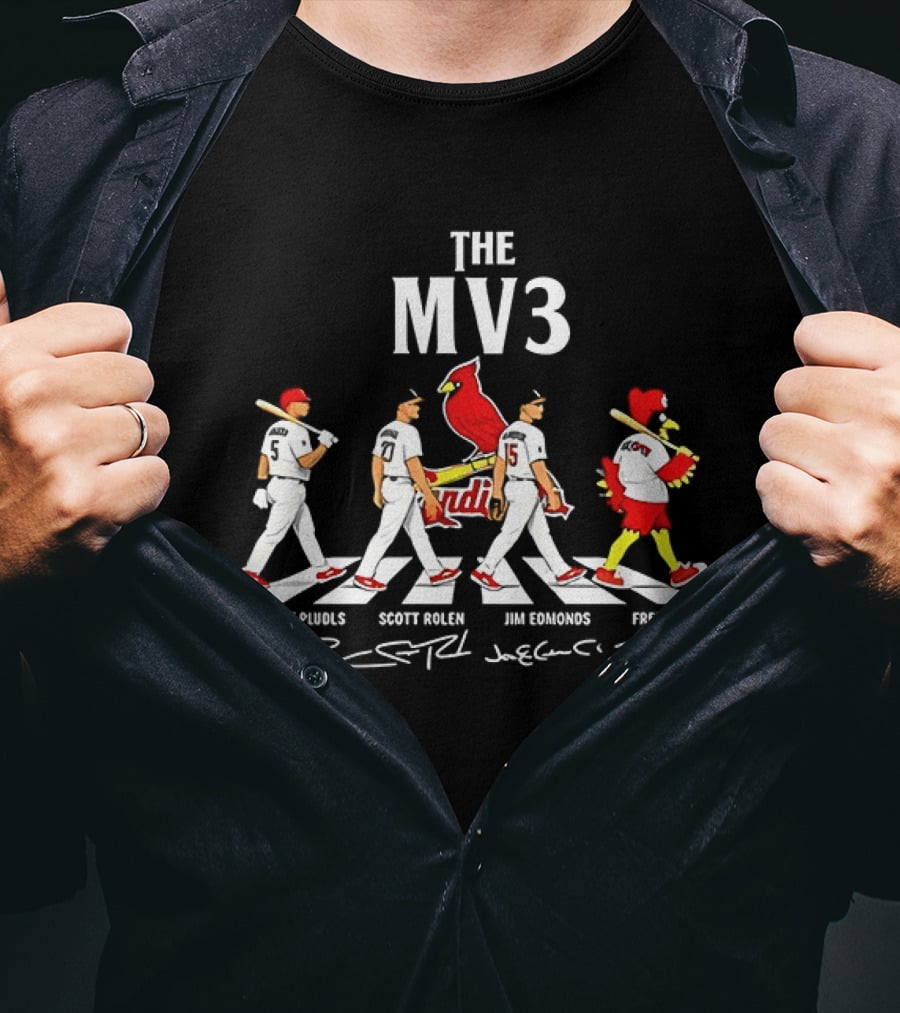 The MV3 Albert Pujols Scott Rolen Jim Edmonds St. Louis Cardinals Abbey Road Fredbird T-Shirt