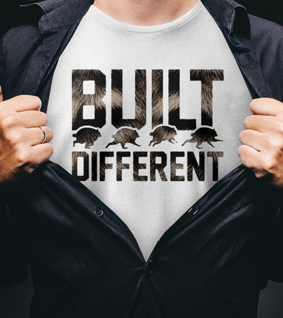 Built Different Jimothy Raccoon Cartoon T-Shirt