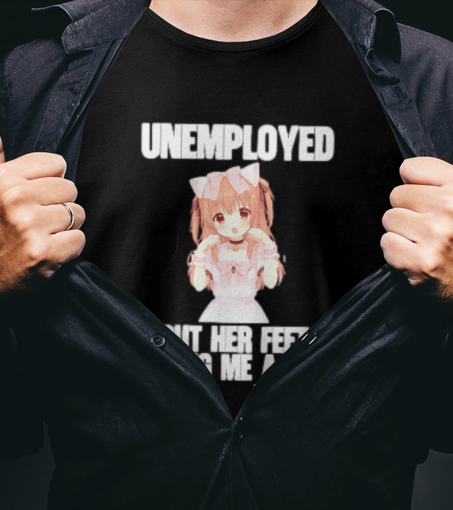 Unemployed But Her Feet Giving Me A Job Anime Kawaii Girl Pink Aesthetic T-Shirt