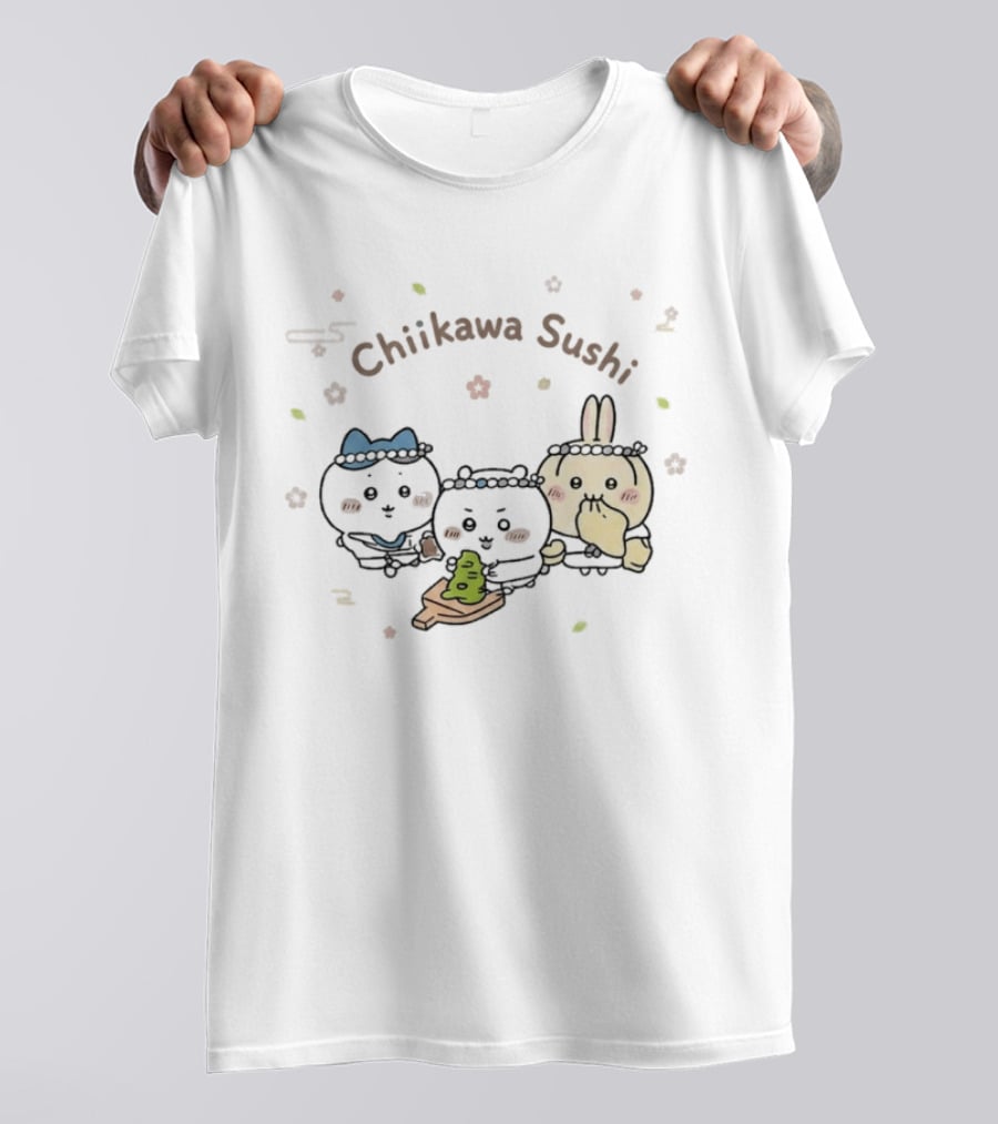 Chiikawa Sushi Chef Kawaii Hachiware Characters Eating T-Shirt