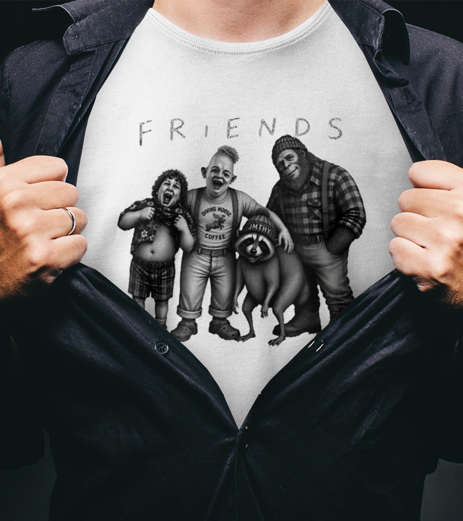 Friends Owning Moose Coffee Jmthy Big Foot Raccoon T-Shirt