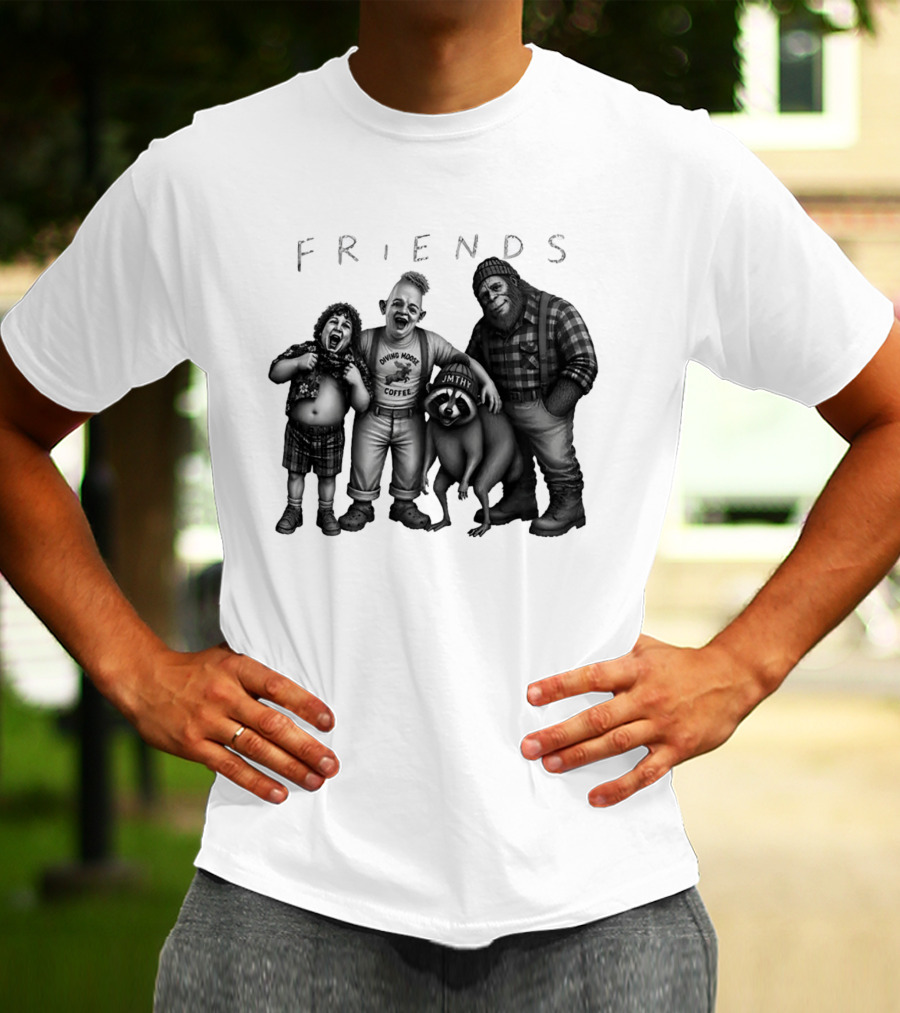 Friends Owning Moose Coffee Jmthy Big Foot Raccoon T-Shirt