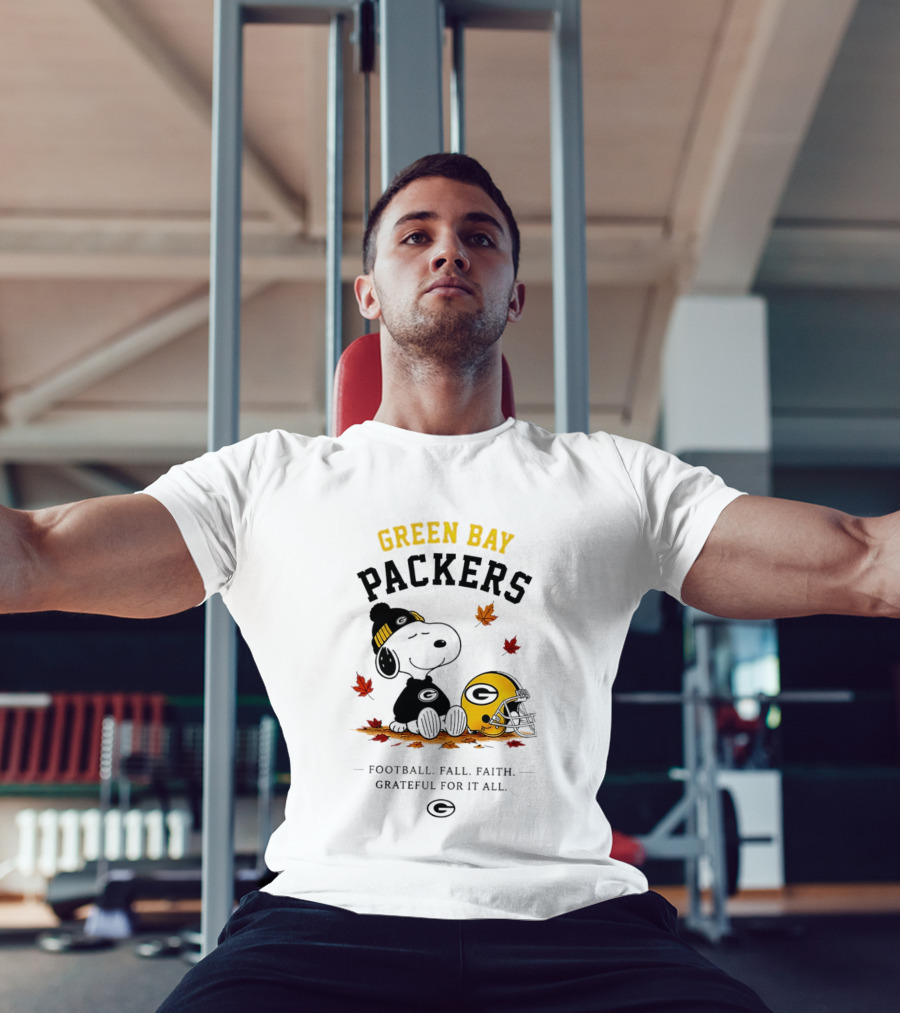 Green Bay Packers Snoopy Football Fall Faith Grateful For It All T-Shirt