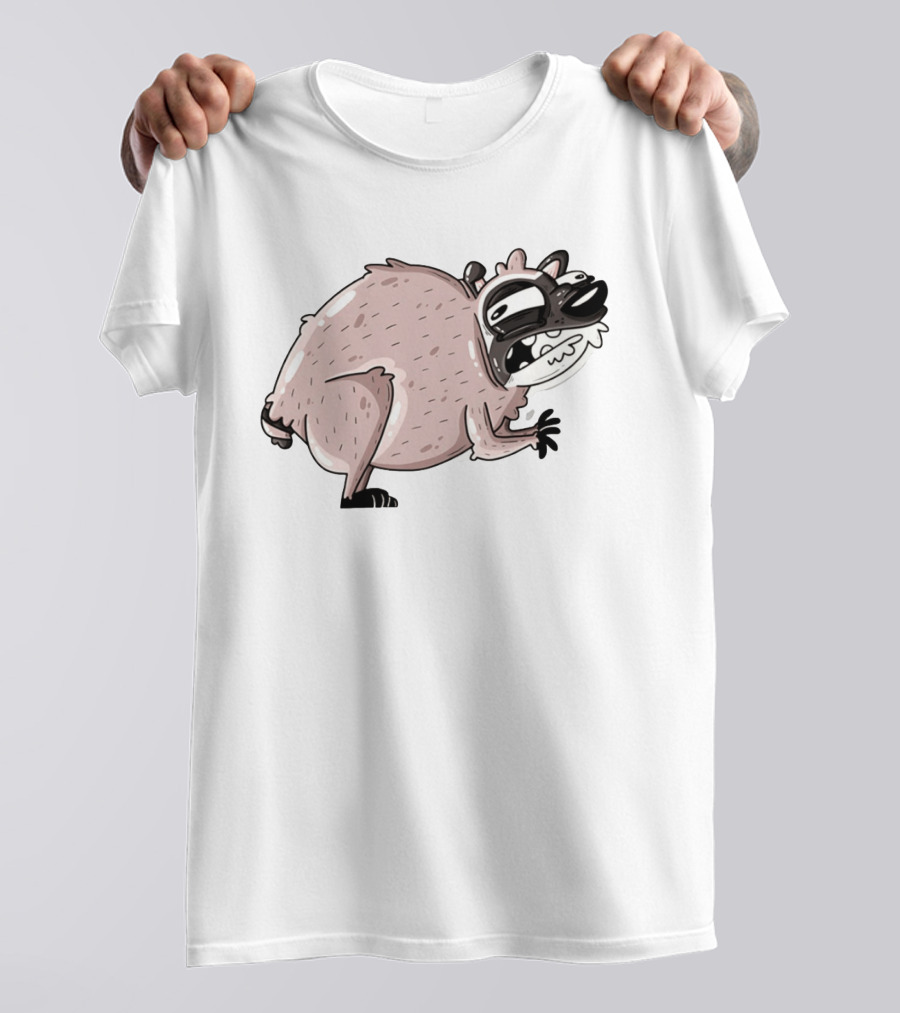 Jimothy Cartoon Raccoon Sticker T-Shirt
