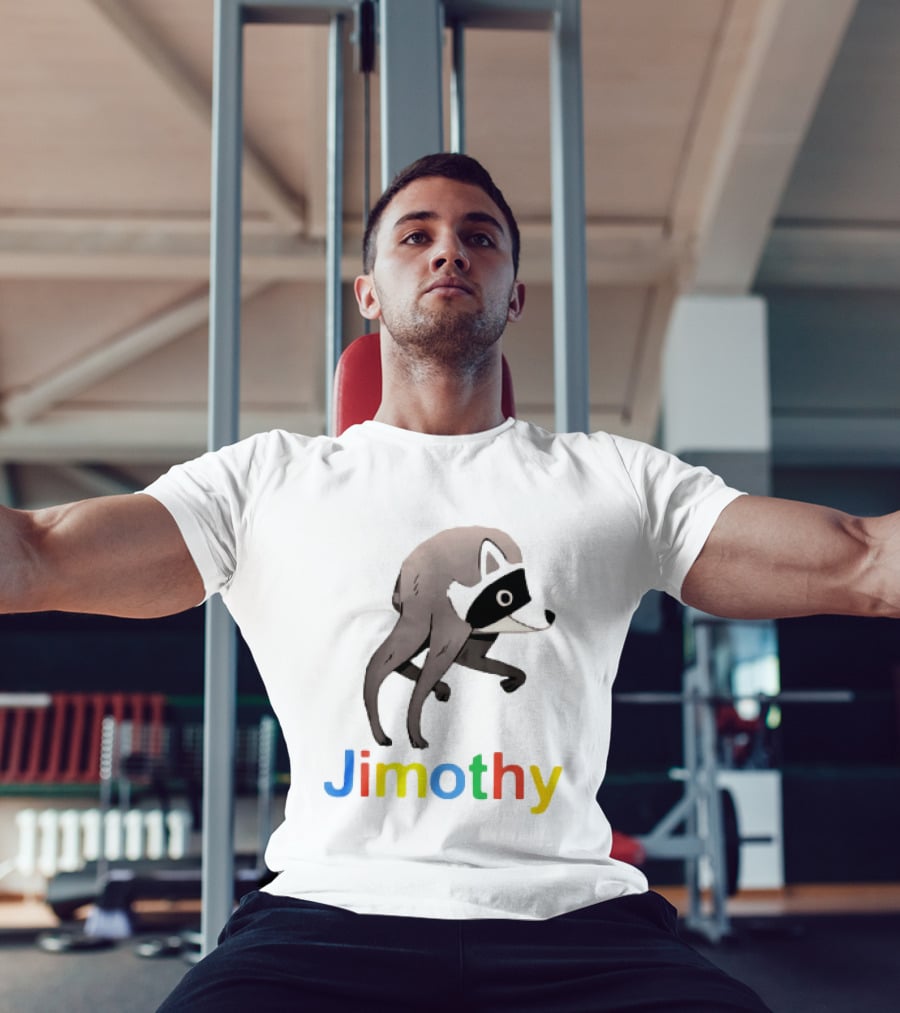Jimothy The Raccoon Colorful Letters T-Shirt