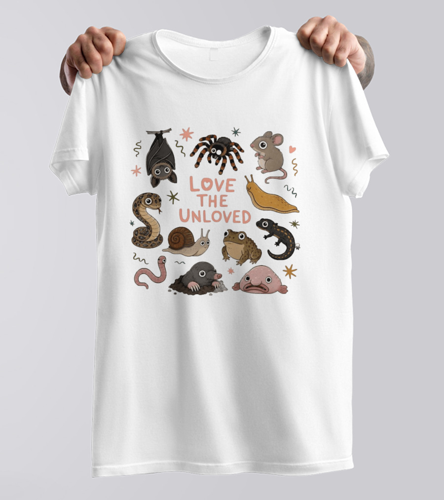Love The Unloved Weird Animals Bat Spider Mouse Snake Snail Frog Blobfish Worm Salamander Slug T-Shirt
