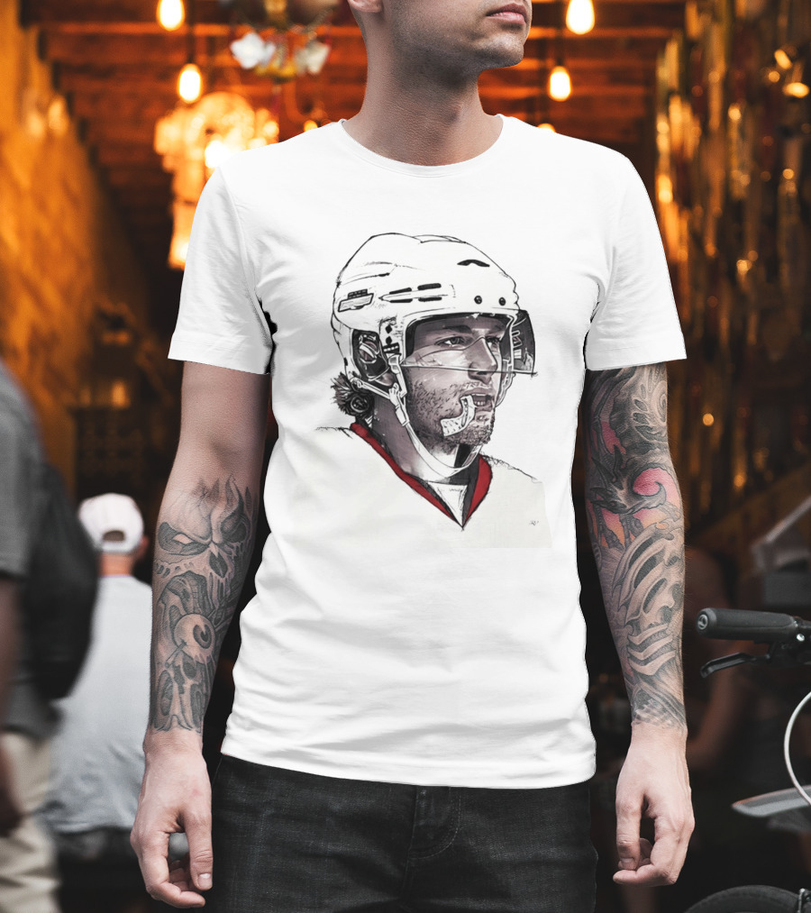 Patrick Kane Chicago Blackhawks 88 Hockey Helmet Sketch T-Shirt