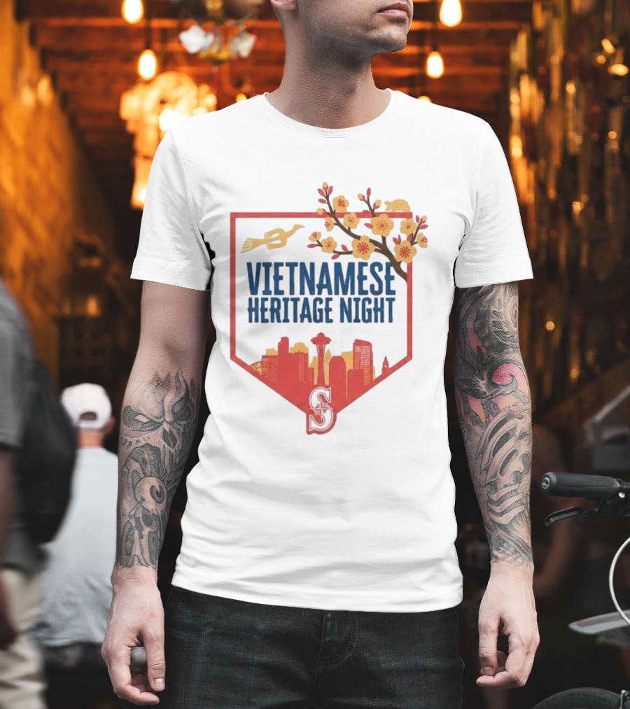 Seattle Mariners Vietnamese Heritage Night Blossom Skyline Celebration T-Shirt