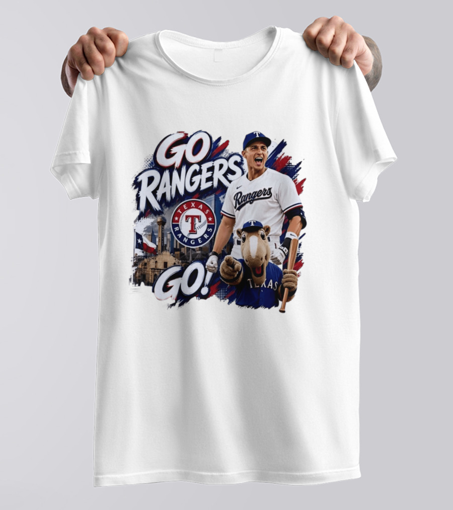 Go Rangers Texas Rangers Baseball Team Spirit Celebration T-Shirt
