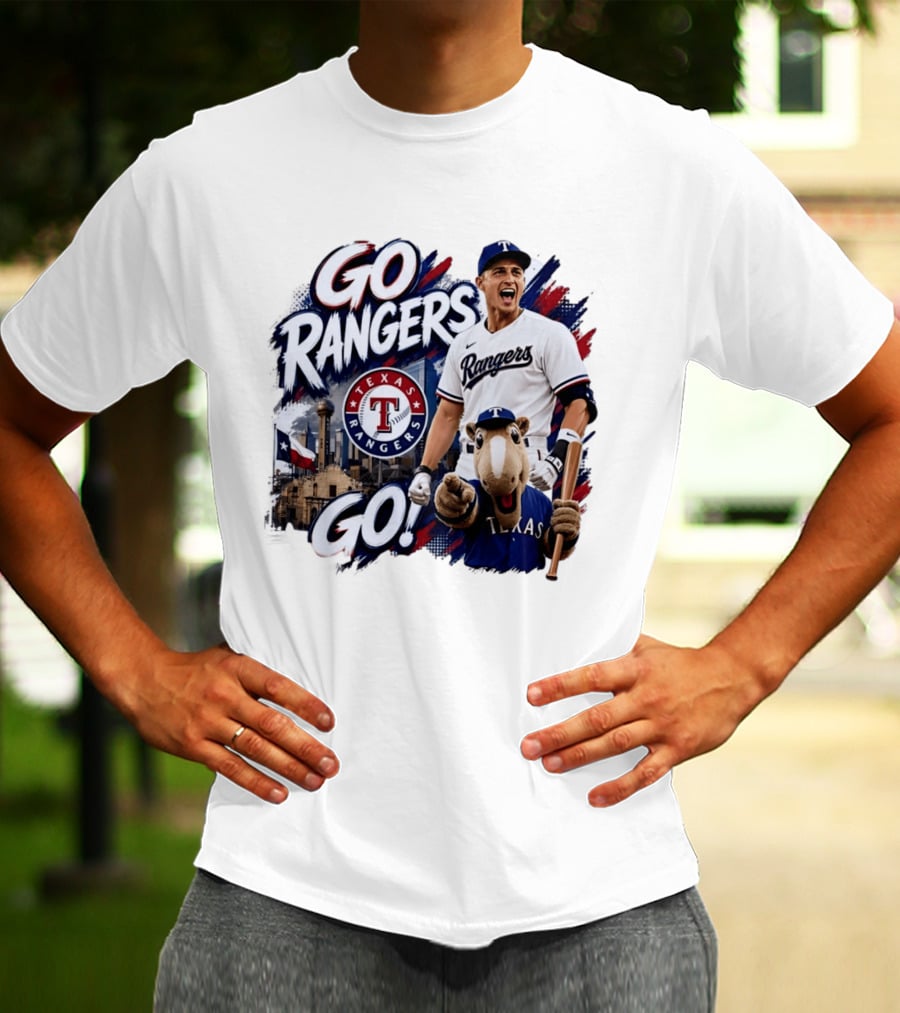 Go Rangers Texas Rangers Baseball Team Spirit Celebration T-Shirt