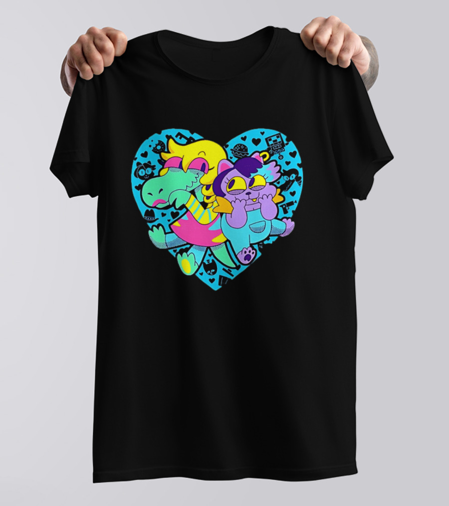 Alphys Mew Mew Heart Art Colorful Character Pair T-Shirt