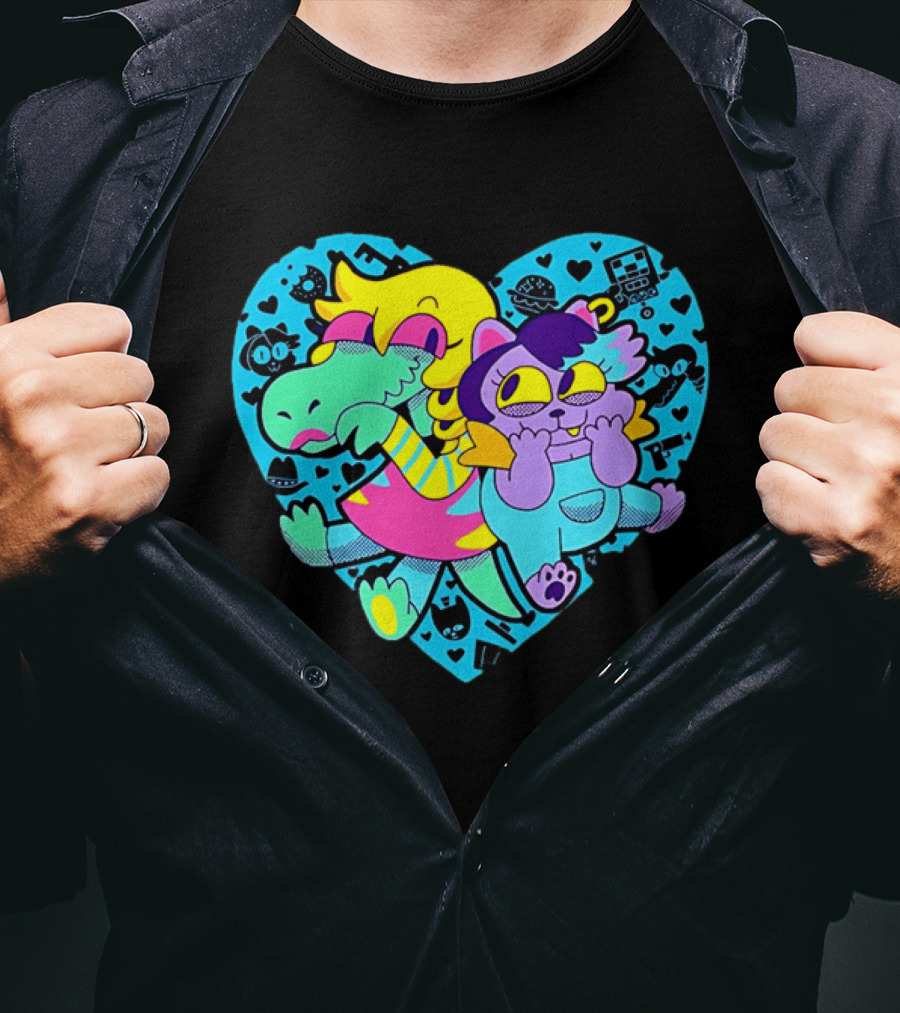 Alphys Mew Mew Heart Art Colorful Character Pair T-Shirt