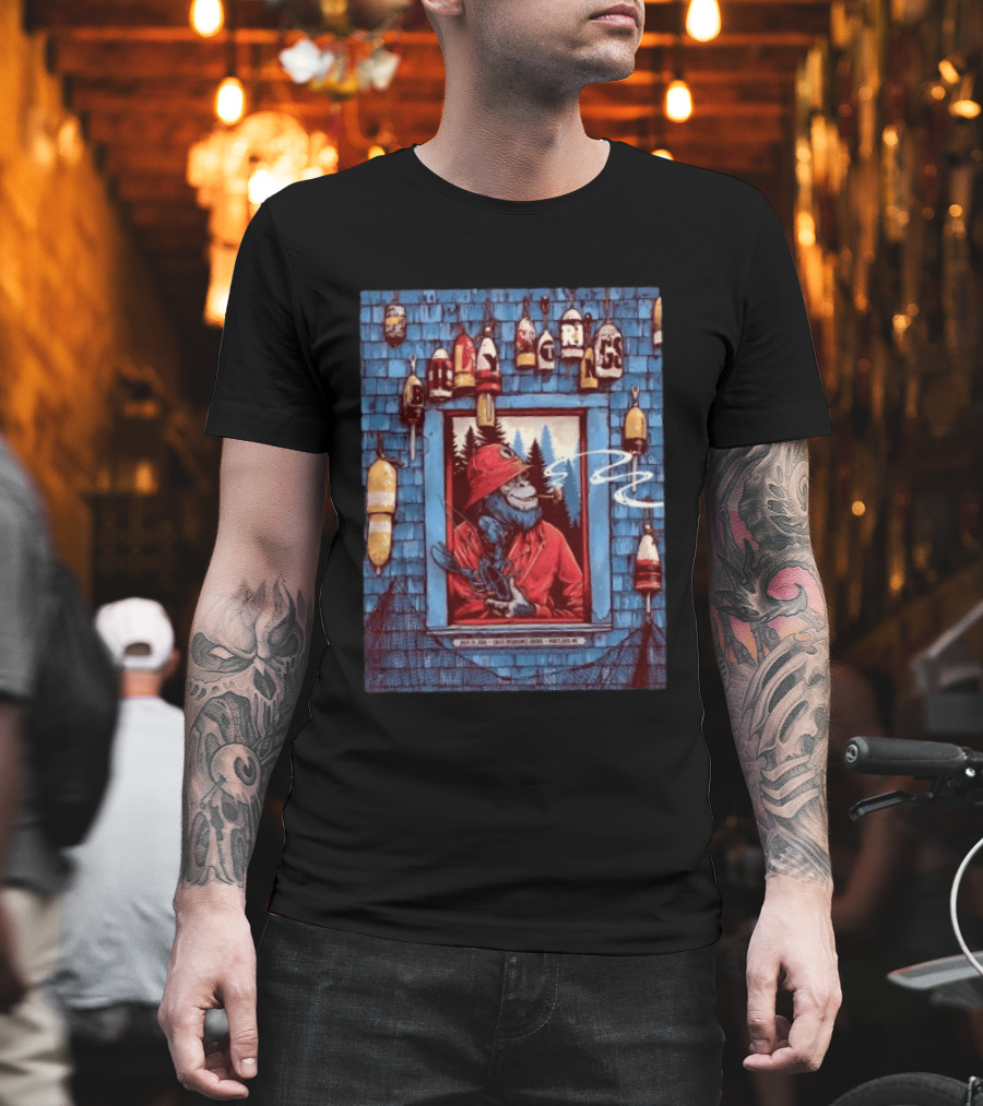 Billy Strings Portland ME 2026 Night 1 July 24 Event By Dan Dippel At Cross Insurance Arena Featuring Lobster Fisherman Monkey T-Shirt