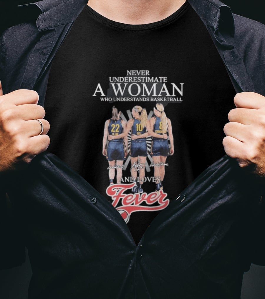 Never Underestimate A Woman Who Understands Basketball And Loves Fever Caitlin Clark Lexie Hull Sophie Cunningham T-Shirt