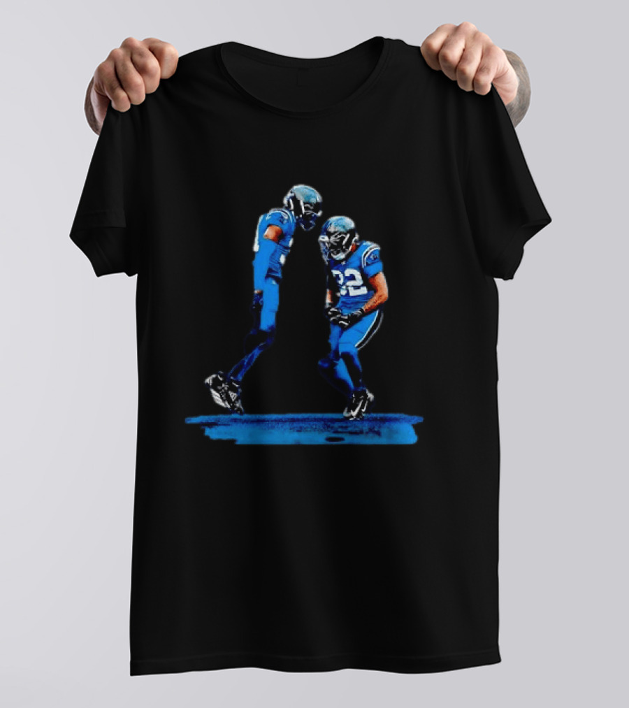 Carolina Panthers Blue Uniforms Players Celebrating Football Team Victory T-Shirt