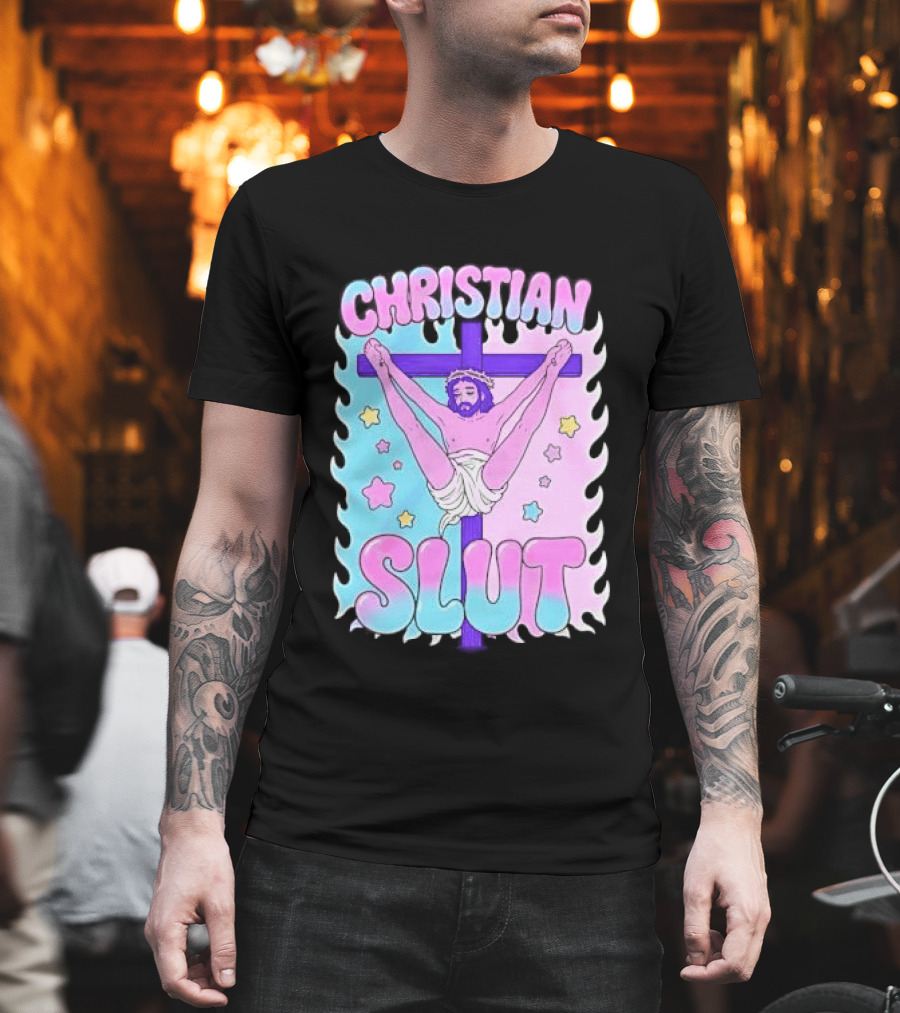 Christian Slut Teen Hearts Jesus Splits Meme T-Shirt