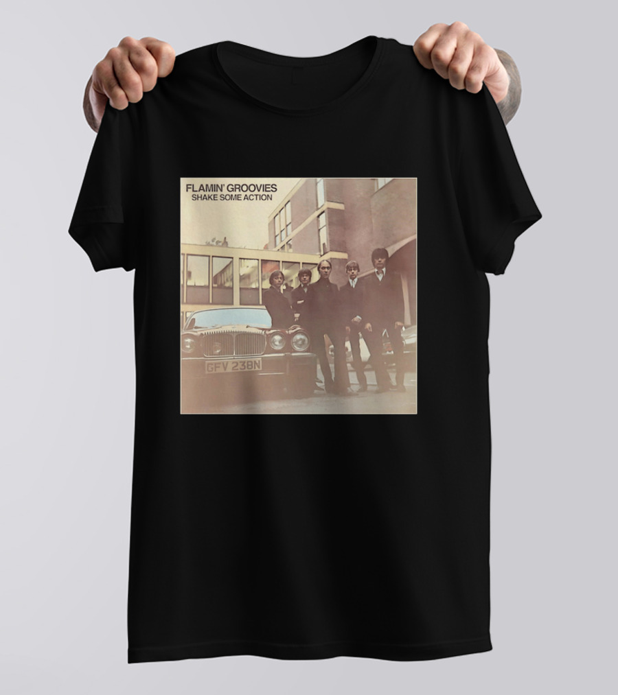Flamin' Groovies Shake Some Action 50th Anniversary Album Cover Retro Car Scene T-Shirt