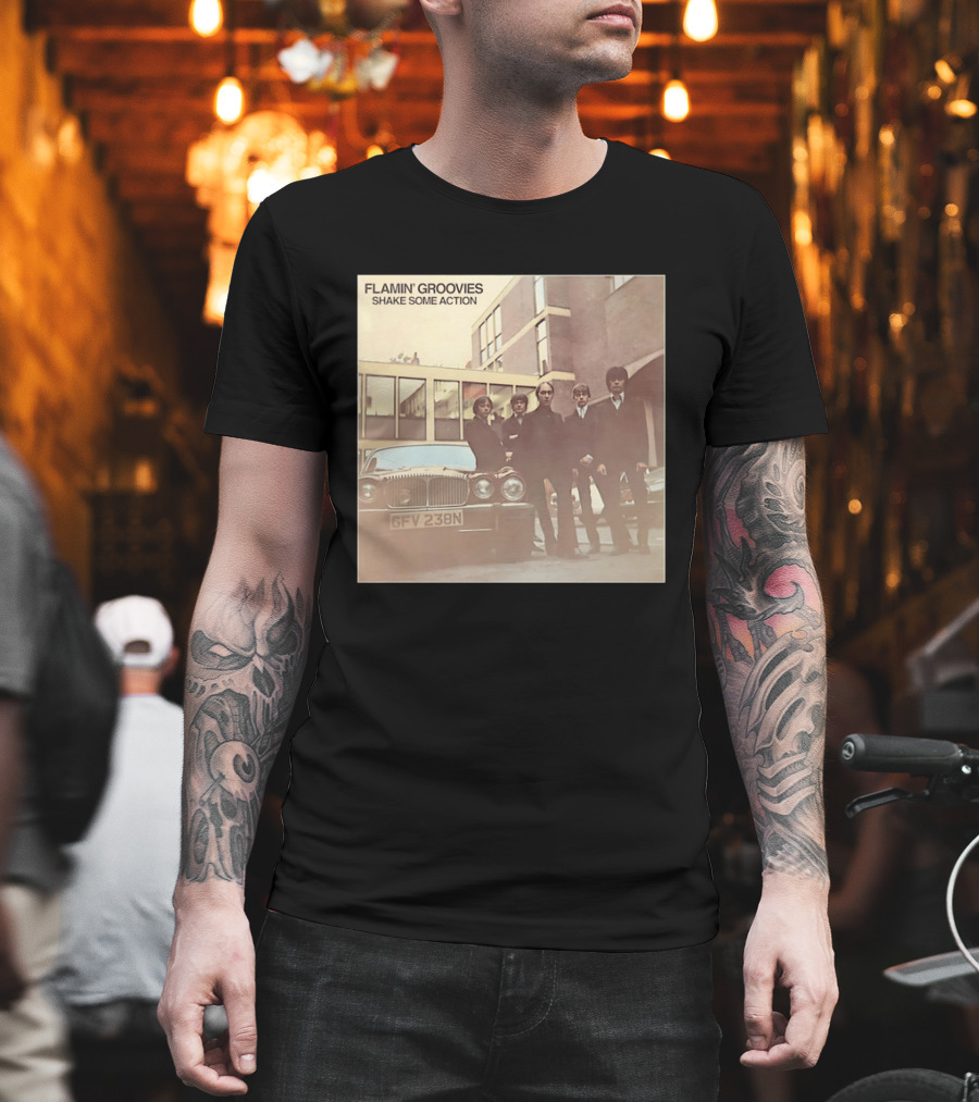 Flamin' Groovies Shake Some Action 50th Anniversary Album Cover Retro Car Scene T-Shirt
