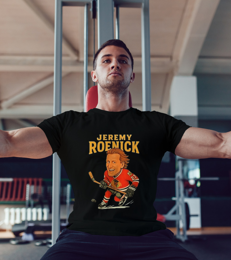 Jeremy Roenick Caricature Chicago Blackhawks Legendary Hockey Star T-Shirt