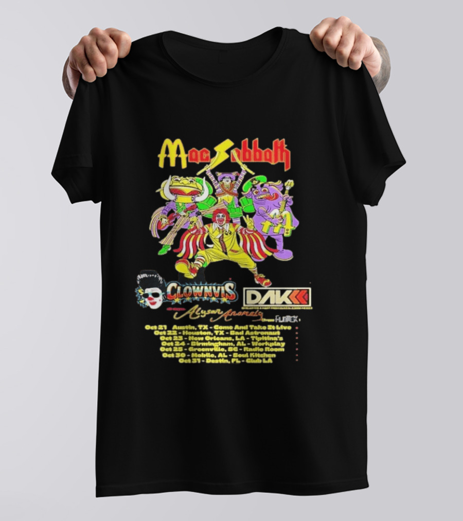 Mac Sabbath Fall 2026 US Tour Clownvis Live Austin Houston Destin FL Oct 21 31 T-Shirt