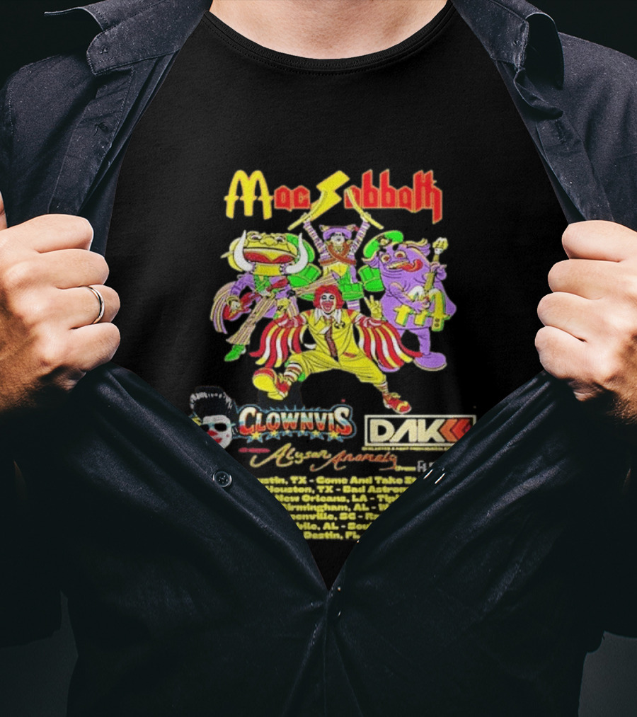 Mac Sabbath Fall 2026 US Tour Clownvis Live Austin Houston Destin FL Oct 21 31 T-Shirt