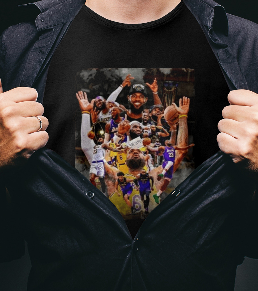 LeBron James Los Angeles Lakers ESPN Championship Highlights And Career Achievements T-Shirt
