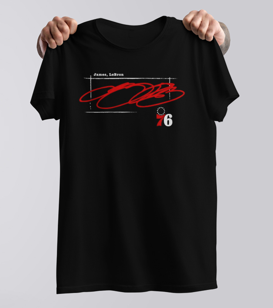 James LeBron 76ers Basketball Red Signature T-Shirt