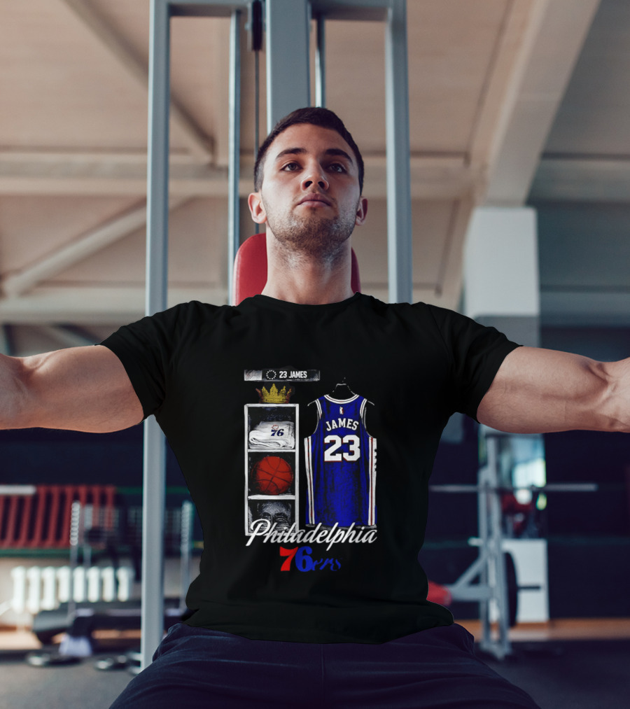 Philadelphia 76ers LeBron James 23 Basketball Jersey Locker Room Display T-Shirt