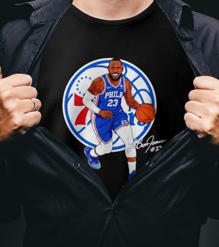 Philadelphia 76ers 23 LeBron James Blue Basketball Phila 76ers T-Shirt