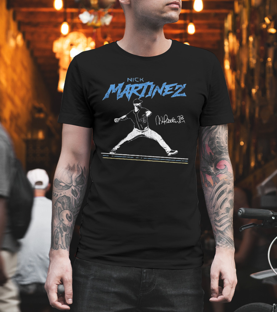 Nick Martinez Tampa Bay Rays MLB 2026 All Star Signature Pitching Motion T-Shirt
