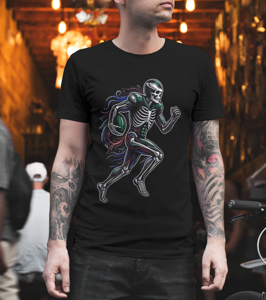 Philadelphia Eagles Skeleton Runs In My Blood Football Spirit T-Shirt