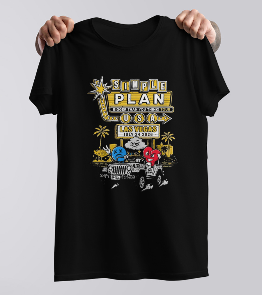 Simple Plan Bigger Than You Think Tour USA Las Vegas July 4 2026 Pearl Concert Theater Palms Casino Resort T-Shirt