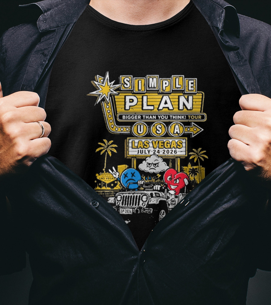 Simple Plan Bigger Than You Think Tour USA Las Vegas July 4 2026 Pearl Concert Theater Palms Casino Resort T-Shirt