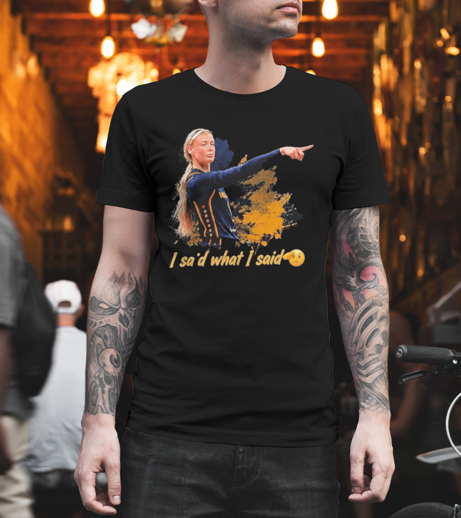 Sophie Cunningham I Said What I Said Yellow And Blue Basketball Emoji T-Shirt