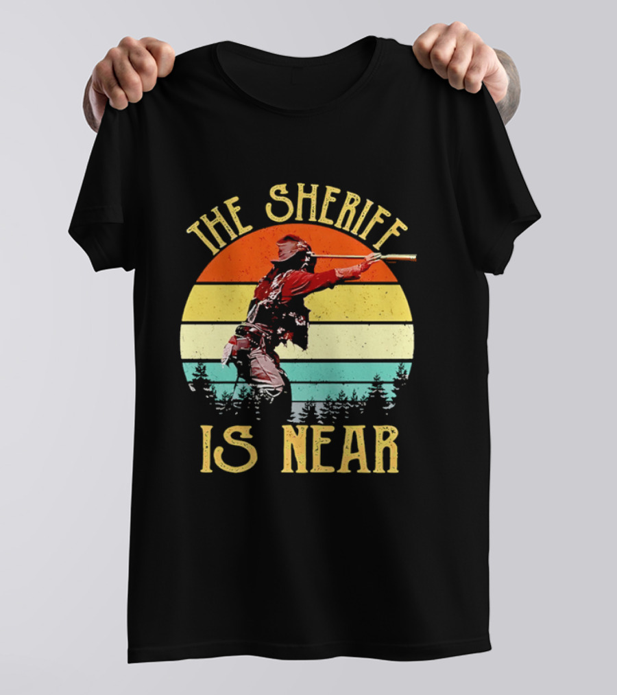 The Sheriff Is Near Western Cowboy Retro Sunset T-Shirt