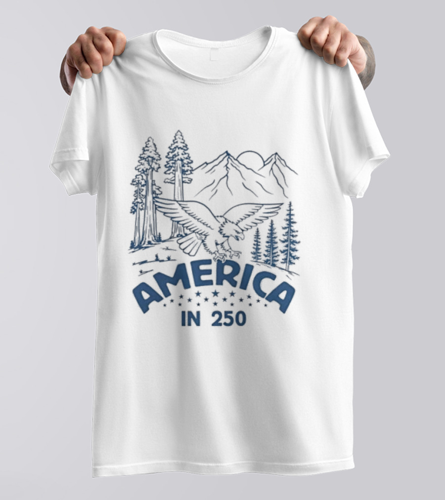 America In 250 Eagle Mountains Trees Nature T-Shirt
