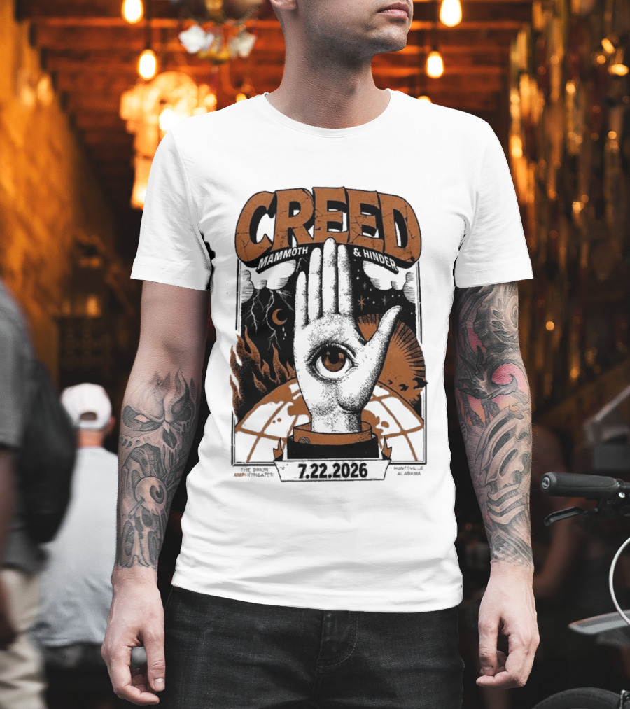 Creed Huntsville Alabama 2026 Event Orion Amphitheater July 22 Eye In Hand T-Shirt
