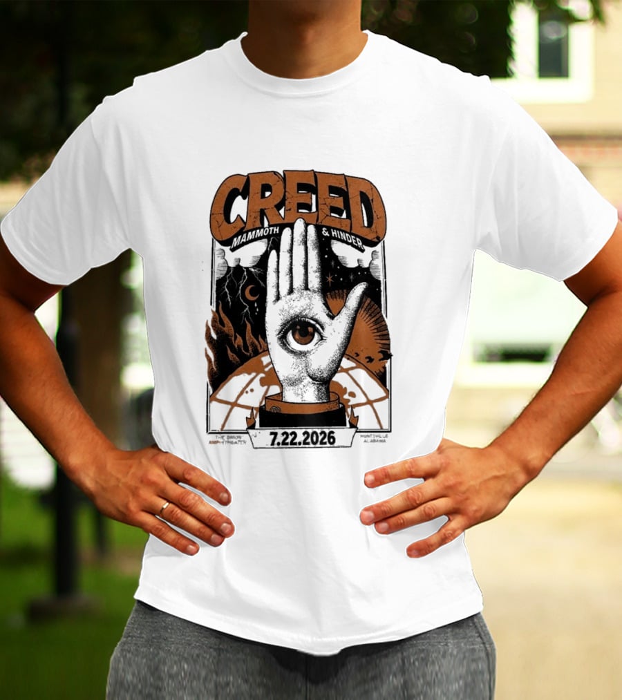 Creed Huntsville Alabama 2026 Event Orion Amphitheater July 22 Eye In Hand T-Shirt