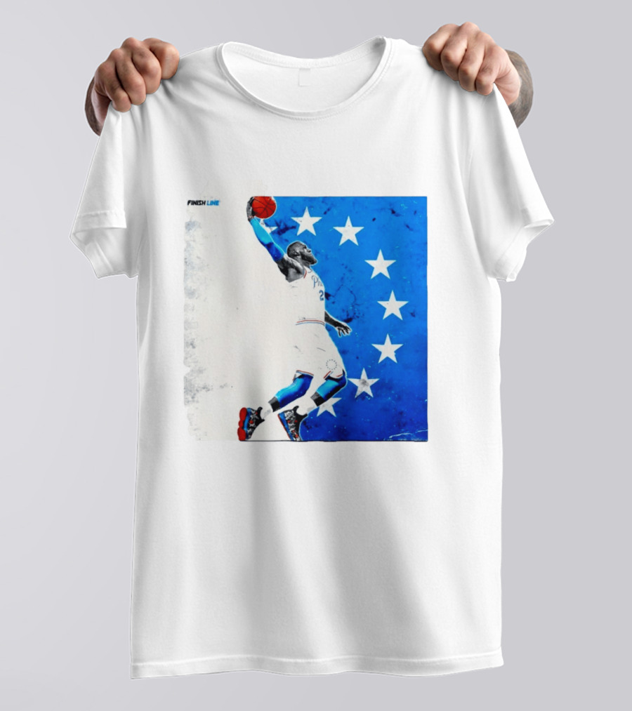 LeBron James Philadelphia 76ers Finish Line Stars Basketball Dunk T-Shirt