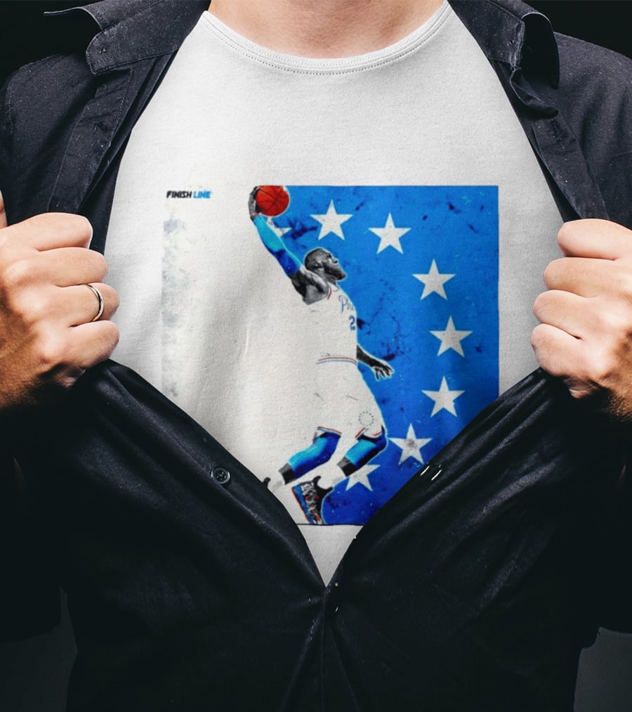 LeBron James Philadelphia 76ers Finish Line Stars Basketball Dunk T-Shirt