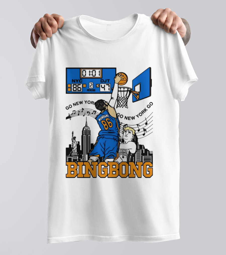 Mamdani 86 NYC DJT Go New York Basketball Bing Bong Epstein Files T-Shirt